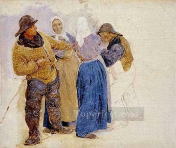 Peder Severin Kroyer Painting - Mujeres y pescadores de Hornbaek 1875 Peder Severin Kroyer